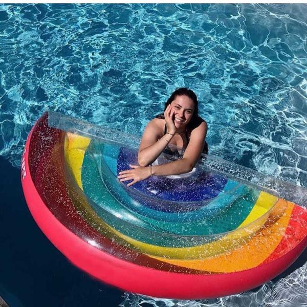 Quality Water Play Equipment PVC Rainbow Pool Inflatable Fun Pool Floats For Adults for sale