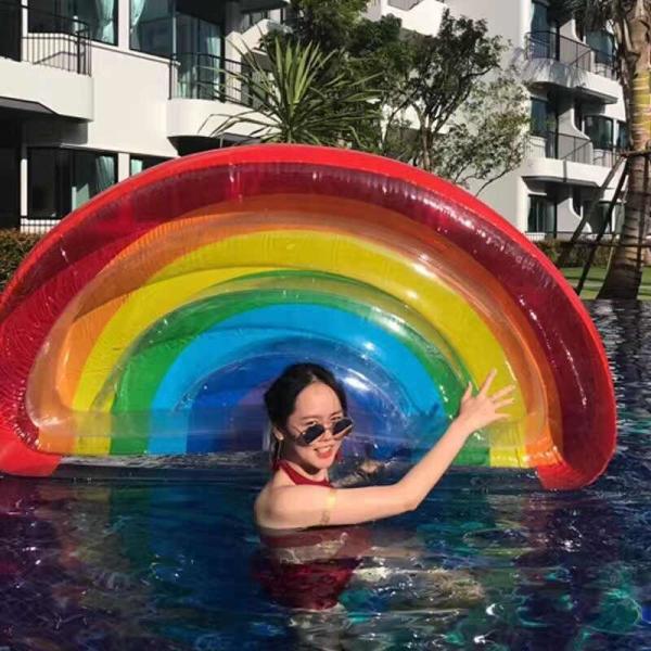 Quality Water Play Equipment PVC Rainbow Pool Inflatable Fun Pool Floats For Adults for sale