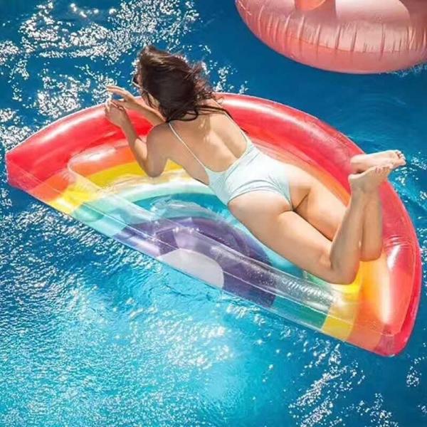 Quality Water Play Equipment PVC Rainbow Pool Inflatable Fun Pool Floats For Adults for sale