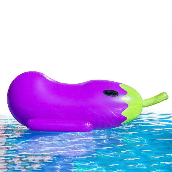 Quality Eco Friendly 190 X 65CM Swimming Pool Float PVC Inflatable Eggplant Pool Float for sale