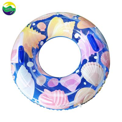 China Ocean Seashell Transparent Infant Swim Ring Inflatable Swimming Pool Float Tubes 0.22mm for sale
