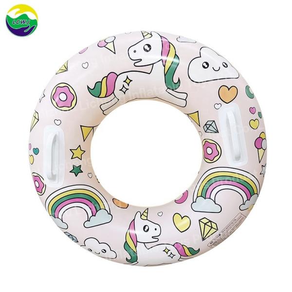 Quality 0.22mm Inflatable Swimming Ring Tube Raft Unicorn Swimming Ring Custom for sale