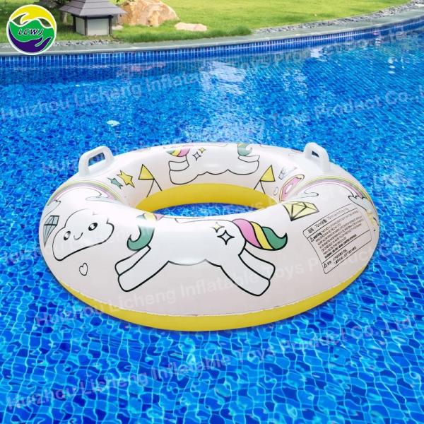 Quality 0.22mm Inflatable Swimming Ring Tube Raft Unicorn Swimming Ring Custom for sale