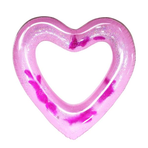 Quality Clear Feather PVC Inflatable Ring Pool Beach Party Heart Shaped Pool Float for sale