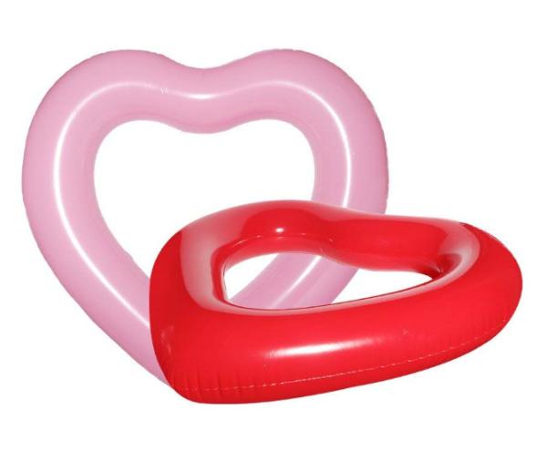 Quality Clear Feather PVC Inflatable Ring Pool Beach Party Heart Shaped Pool Float for sale
