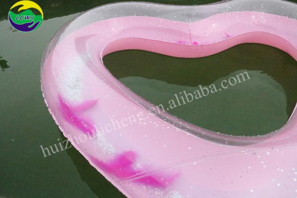 Quality Clear Feather PVC Inflatable Ring Pool Beach Party Heart Shaped Pool Float for sale