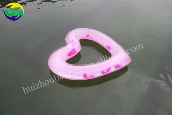 Quality Clear Feather PVC Inflatable Ring Pool Beach Party Heart Shaped Pool Float for sale