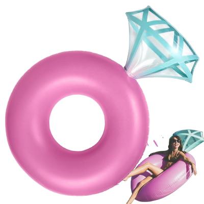 China Shiny PVC Inflatable Swimming Ring Diamond Ring Pool Float 133 X 121cm for sale