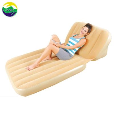 China Inflatable Flocked Blow Up Outdoor Furniture Double Side Air Bed Mattress 0.35mm for sale