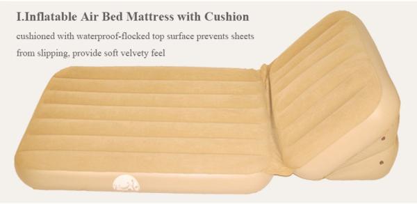 Quality Inflatable Flocked Blow Up Outdoor Furniture Double Side Air Bed Mattress 0.35mm for sale