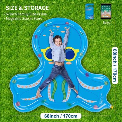 China Octopus 68in Inflatable Sprinkler Toy Water Infant Splash Mat For Kids for sale