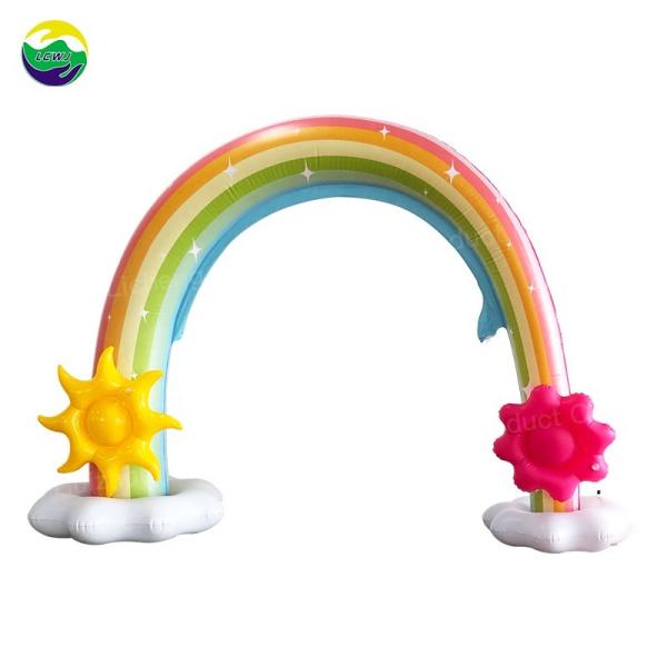 Quality PVC Home Inflatable Sprinkler Toy Rainbow Arch Sprinkler Toys With Detachable Frisbee for sale