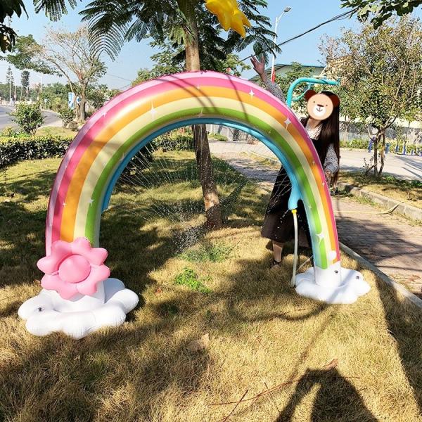 Quality PVC Home Inflatable Sprinkler Toy Rainbow Arch Sprinkler Toys With Detachable for sale