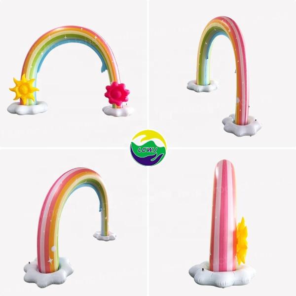 Quality PVC Home Inflatable Sprinkler Toy Rainbow Arch Sprinkler Toys With Detachable for sale