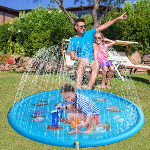 Quality 68in Inflatable Sprinkler Toy Customized Water Sprinkler Pool Mat For Outdoor for sale