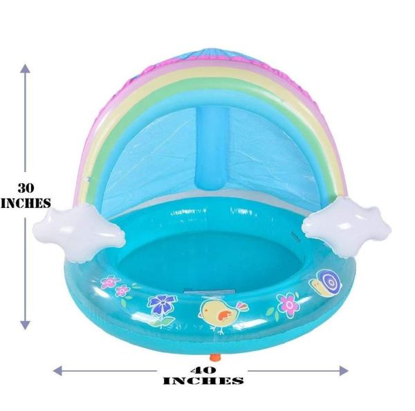 Quality BSCI Kids Inflatable Water Sprinkler Rainbow Cloud Swim Pool With Canopy for sale