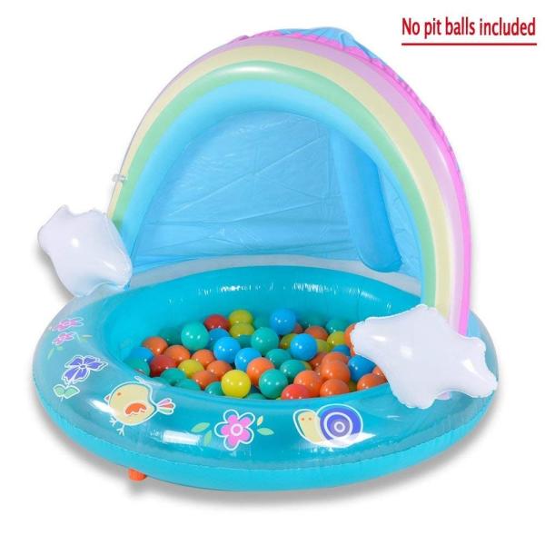 Quality BSCI Kids Inflatable Water Sprinkler Rainbow Cloud Swim Pool With Canopy for sale