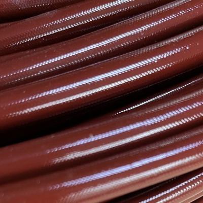 China 8mm Silicone Fiberglass Sleeve Brown Red Braided Coated for sale