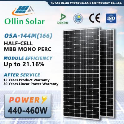 China OLLIN Solar Half Cell Solar Panels 445W 450W 455W 460W Solar Energy Panel for sale
