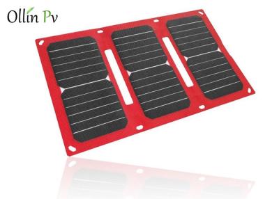 China Draagbare Zonneladerszak 4 Vouwen Rode Kleur Mobiel Photovoltaic het Laden Apparaat Te koop