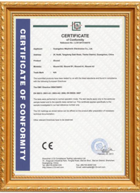 CERTIFICATE OF CONFORMITY - Shenzhen Huahao Gaosheng Technology Co., Ltd