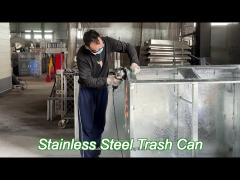 Outdoor 4 Compartment Trash Can Stainless Steel Trash Can For Street Park