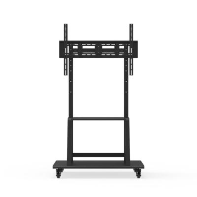 China Universal Height Adjustable Rolling TV Stand With Wheels 90 Degrees Swivel for sale