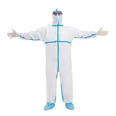 China 55-70gsm Disposable Protective Coverall , M-4XL White Disposable Microporous Coveralls With Hood for sale