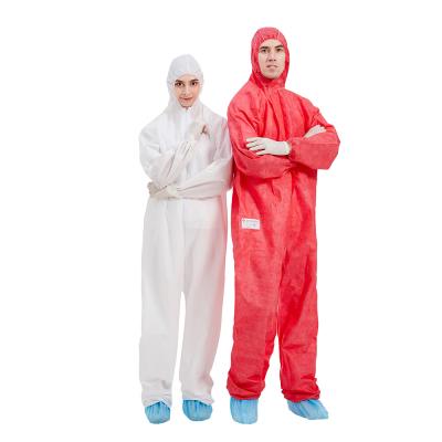 China Type 5 6 Disposable Protective Coveralls With FDA CE ISO13485 White Red 50g 40g SMS for sale