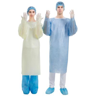 China PP Coated PE Disposable CPE Gown Dustproof Long Sleeve With Thumb Hole for sale