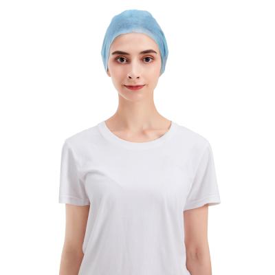 China Doctor Bouffant Disposable Non Woven Cap For Hospital Staff Blue PP With Ties for sale