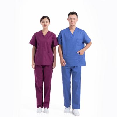 中国 ポリエステル病院はスーツのユニフォームの短い袖の綿の看護の医者をごしごし洗う 販売のため