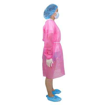 China Pink Pp Disposable Safety Isolation Gowns  Non Woven 30gsm Knitted Cuff Ppe for sale