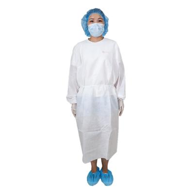 China White Medical Isolation Gowns Disposable With Knitted Cuff Waterproof 20-65gsm for sale
