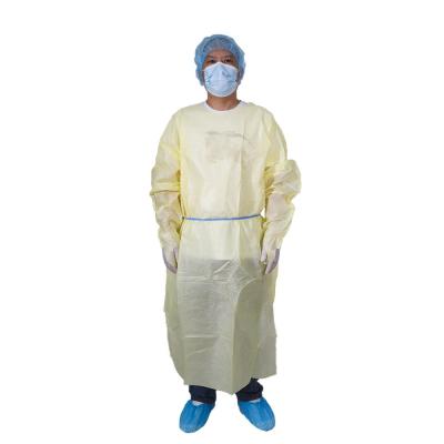 China SMMS Disposable Isolation Gown For Medical Short Front Long Back Thumb Loop for sale