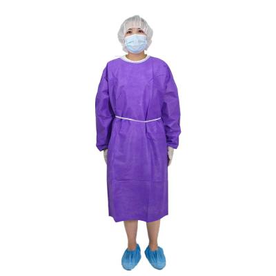 China 50g Purple PP Isolation Gown Disposable Hospital Gowns for sale