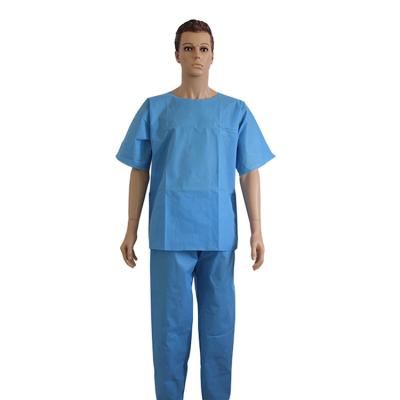 China 50gsm Blue Disposable Hospital Surgical Scrubs S/M/L/XL/XXL/XXXL/XXXXL for sale