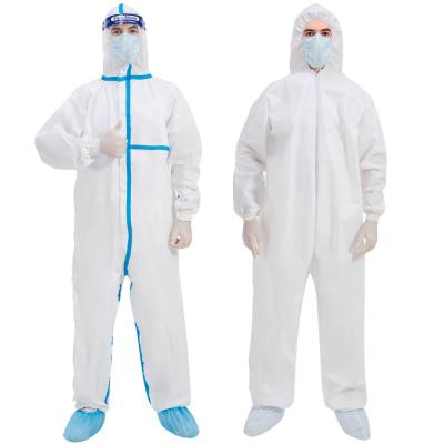 China S-XXL Disposable Protective Coverall Waterproof Lightweight Microporous 15-70gsm for sale