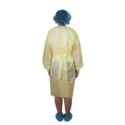 China Yellow Disposable Waterproof Isolation Surgical Gown for sale