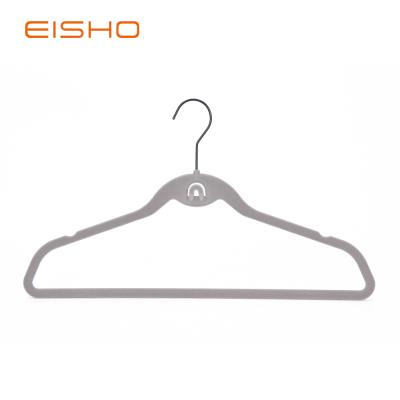 China Minimalist Eisho Space Saving Velvet Flocked Shirt Hangers Velvet Flocked Hangers For Clothes for sale