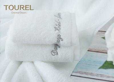 China Soft Hotel Towel Set White Hotel Bath Towel Grey Embroidered Jacquard For Bathroom for sale