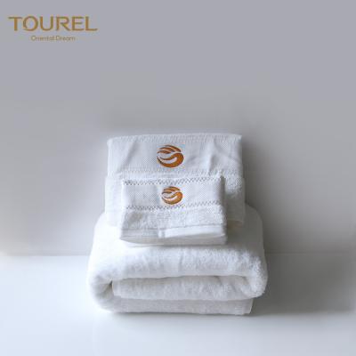 China Luxury White Hotel Collection Turkish Towel With Custom Embroidery Logo for sale