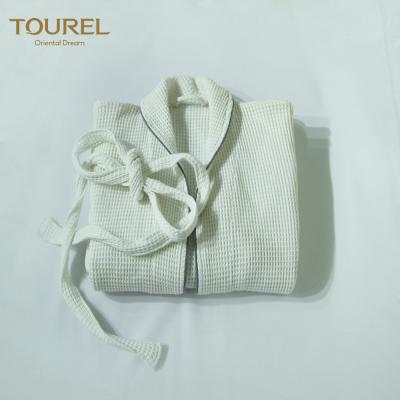 China Luxury White Cotton Robe Womens Cotton Waffle Embroidery Logo Bathrobe for sale