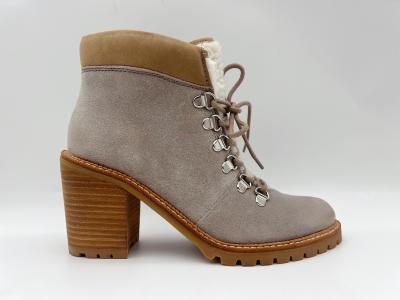 China Soft Fleece Lace Up Waterproof Boots Womens Beige Ankle Boots ODM OEM for sale