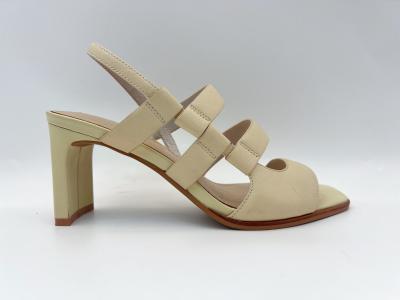 China Beige Open Toe Women Pumps Shoes Genuine Leather With Soft Leeche Leather Upper for sale