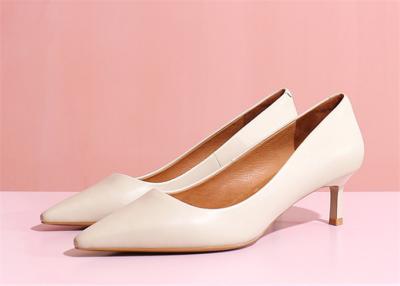 China White Soft Cow Genuine Leather Pumps 2cm Low Heel Dress Shoes For Ladies for sale