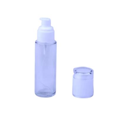 China Round 30g/ 50g Pump Glass Bottle for Essence Oil for sale