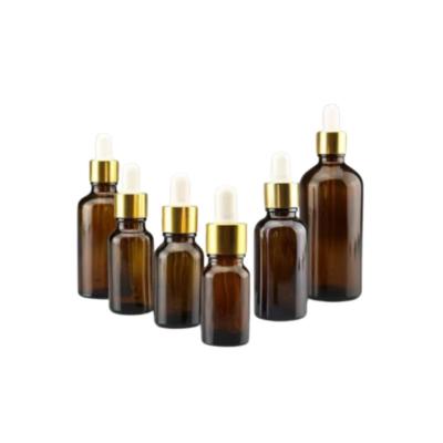 China tapa de cristal ambarina del tornillo de botellas del dropper 50ml para la sustancia química/el empaquetado cosmético en venta