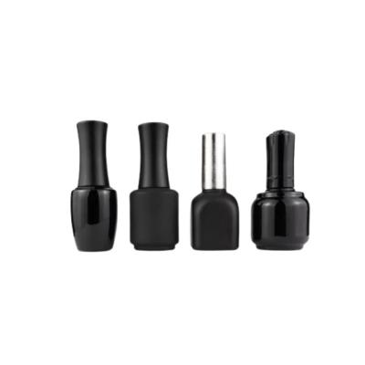 China Black Body Empty Glass Nail Polish Bottles Unique Frosted Screw Cap Sealing for sale