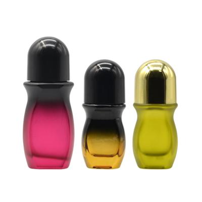 China 50ml Refillable Perfume Bottle Empty Glass Essential Oil Roller Dispenser for sale